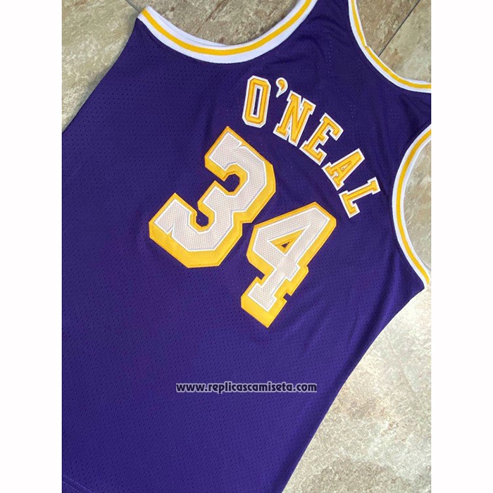Camiseta Los Angeles Lakers Shaquille O'Neal #34 Hardwood Classics Throwback Violeta